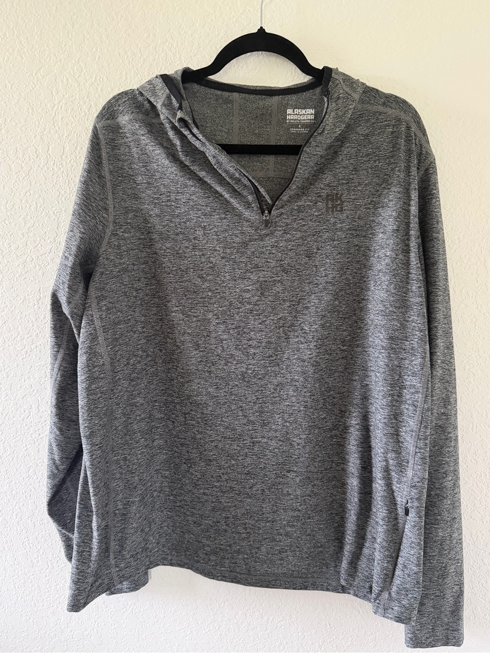 Alaskan Hardgead Men's Gray Hooded Quarter-Zip Sweatshirt Size-L
